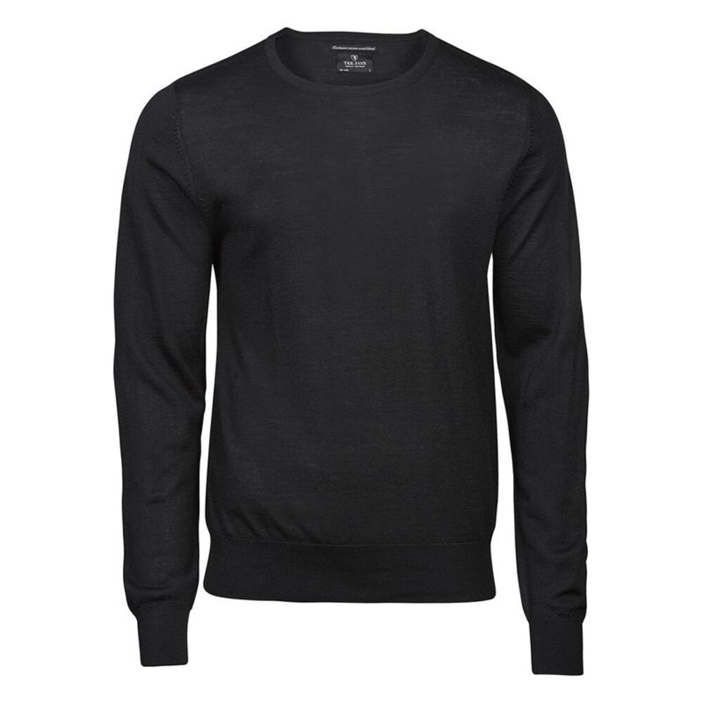 Tee Jays Mens Merino Blend Crew Neck Sweater / Black